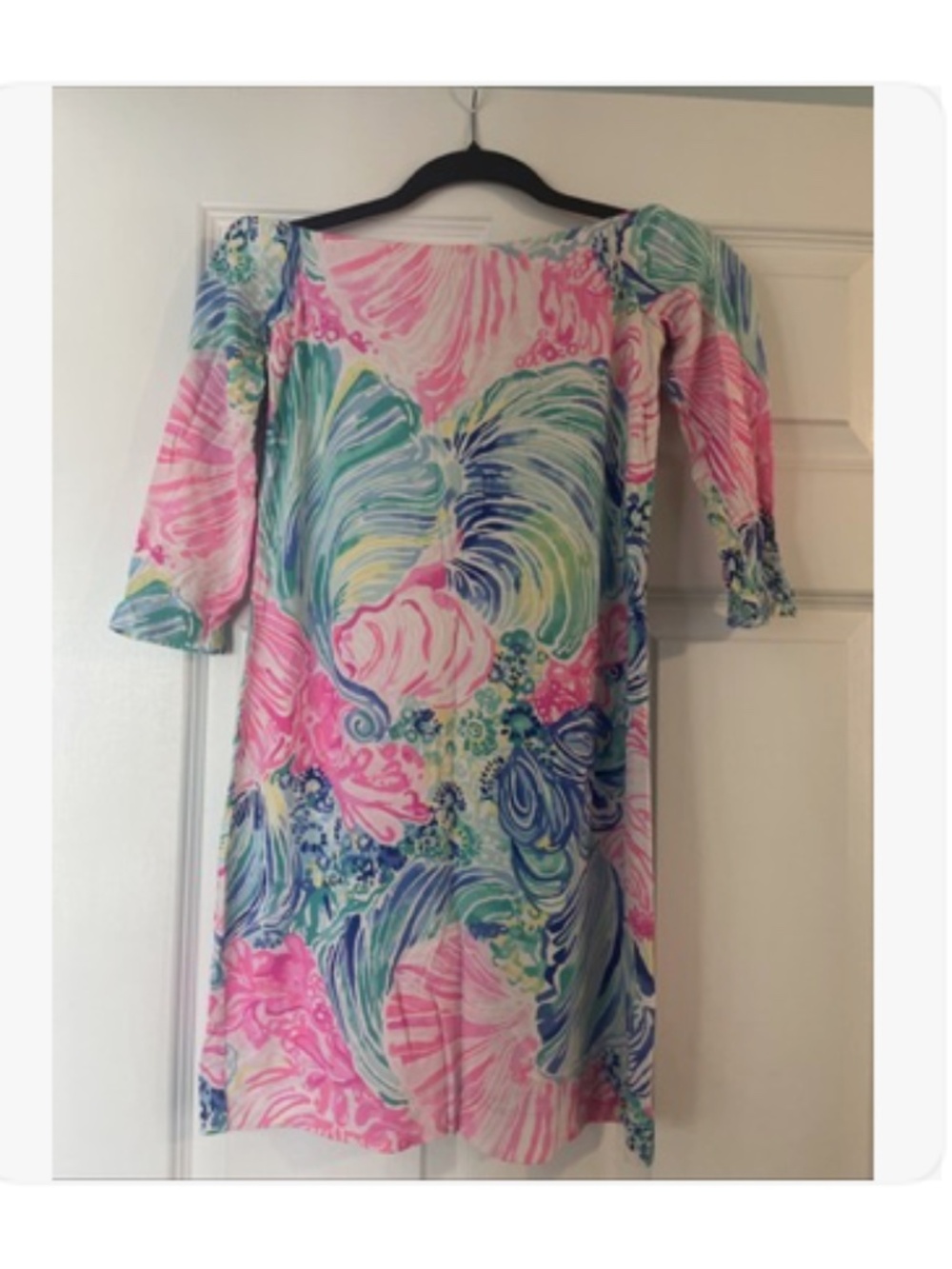 Lilly Pulitzer Blue and Pink Floral 3/4 Sleeve Dress